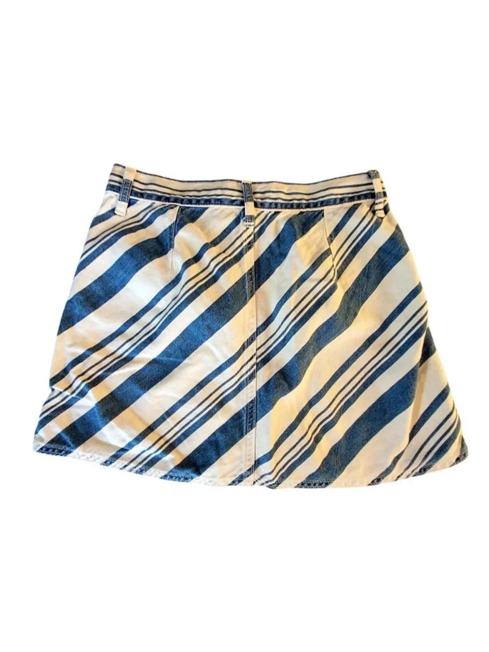 UniversalThread Womens Striped Mini Skirt 78% Cotton 22% Lyocell Blue & White 4